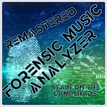Remastered forensic music analyzer cover with fingerprint and circuit design.
