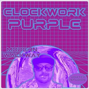 Retro-futuristic album cover with man and grid background.