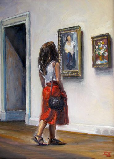 9x12 oil Based on a scene from the Chicago Art Institute. sold