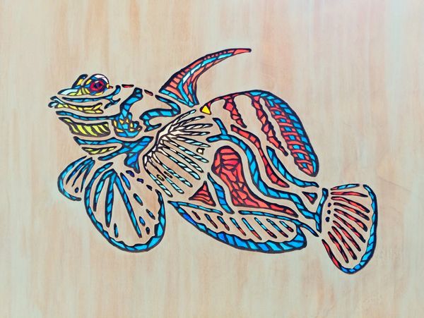 Stained glass art design - Mandarin fish