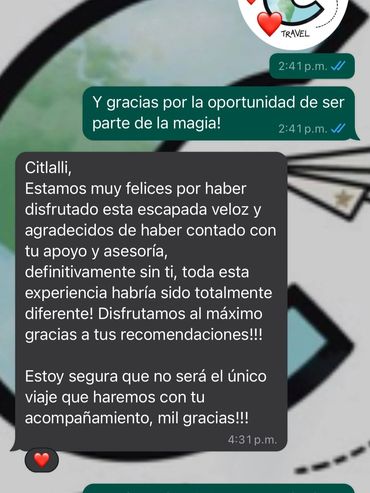 Mensaje de cliente agradecido por el apoyo