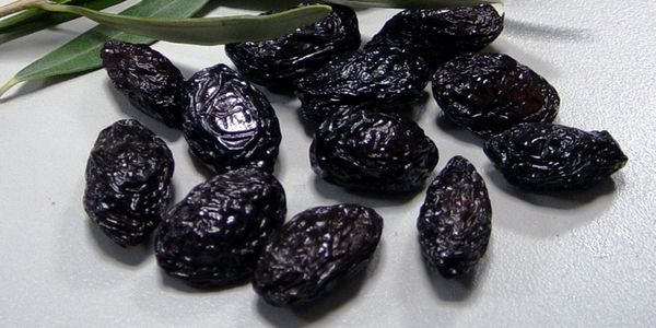 Dried olives with sea salt. Thassos Thrumba or Stafidaki type. All natural, dried just with sea salt