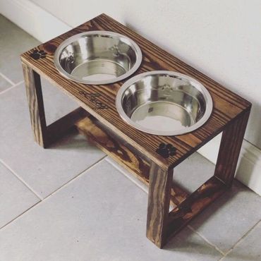 pet bowl dark wood