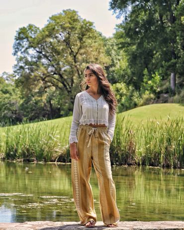 embellished top with pants