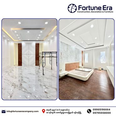 Modern interior design with marble flooring and wooden accents in a well-lit room.
