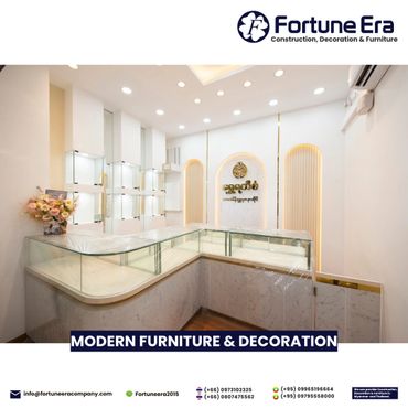 Modern, elegant furniture and decoration in a bright showroom.