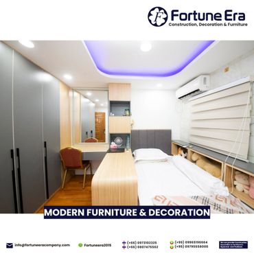 Modern bedroom with sleek furniture and soft lighting.
