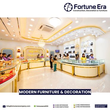 Modern jewelry store interior with elegant lighting and glass display cases.
