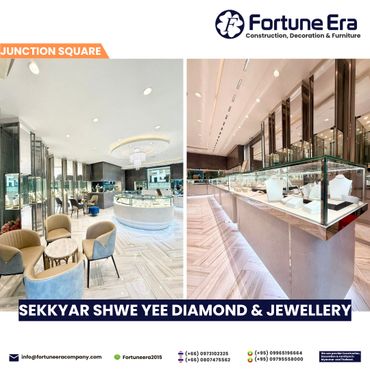 Modern and elegant Sekkyar Shwe Yee Diamond & Jewellery showroom interior.