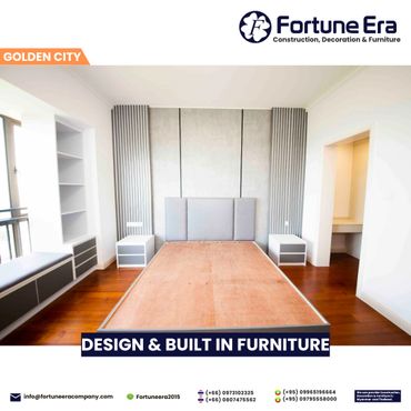 Modern bedroom furniture design by Fortune Era with clean lines and neutral tones.