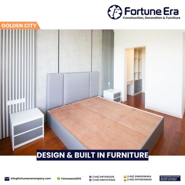 Modern bedroom with custom-built furniture and sleek design.