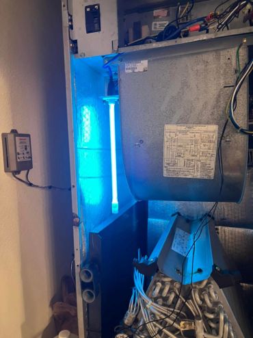 UV light inside HVAC system.