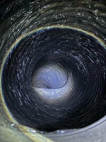 Inside view of a flexible duct or ventilation hose.