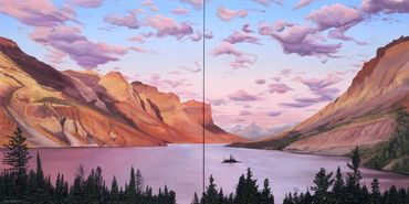 Montana Summer Sunrise, oil on canvas, 2021, 36x72" 