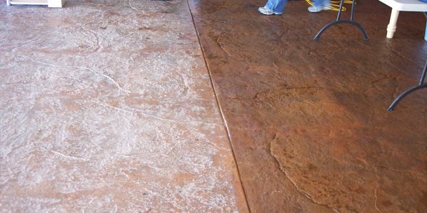 Stamped concrete, cleaned, sealed