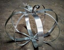 Raw Steel Banded Hand Cut Pumpkin for Fall and Halloween