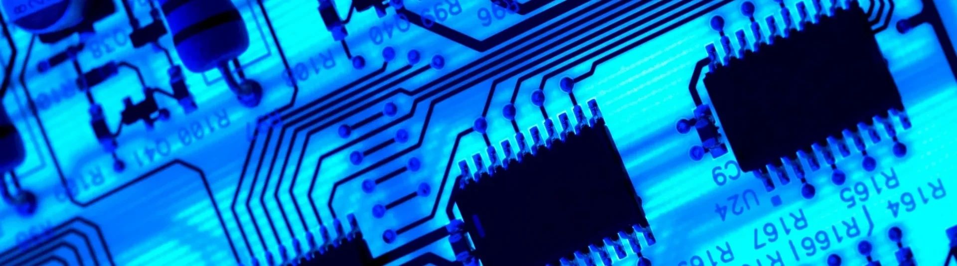 Glowing PCB (printed circuit board).
