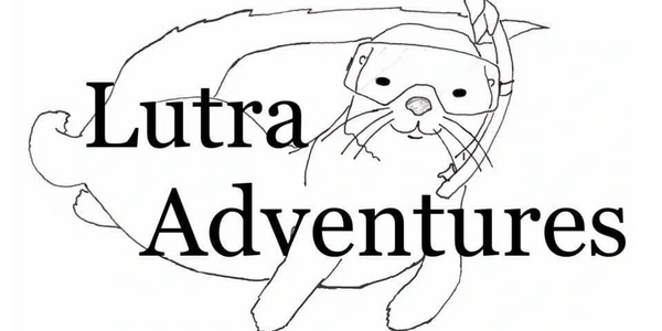 Lutra adventures logo with drawing of otter