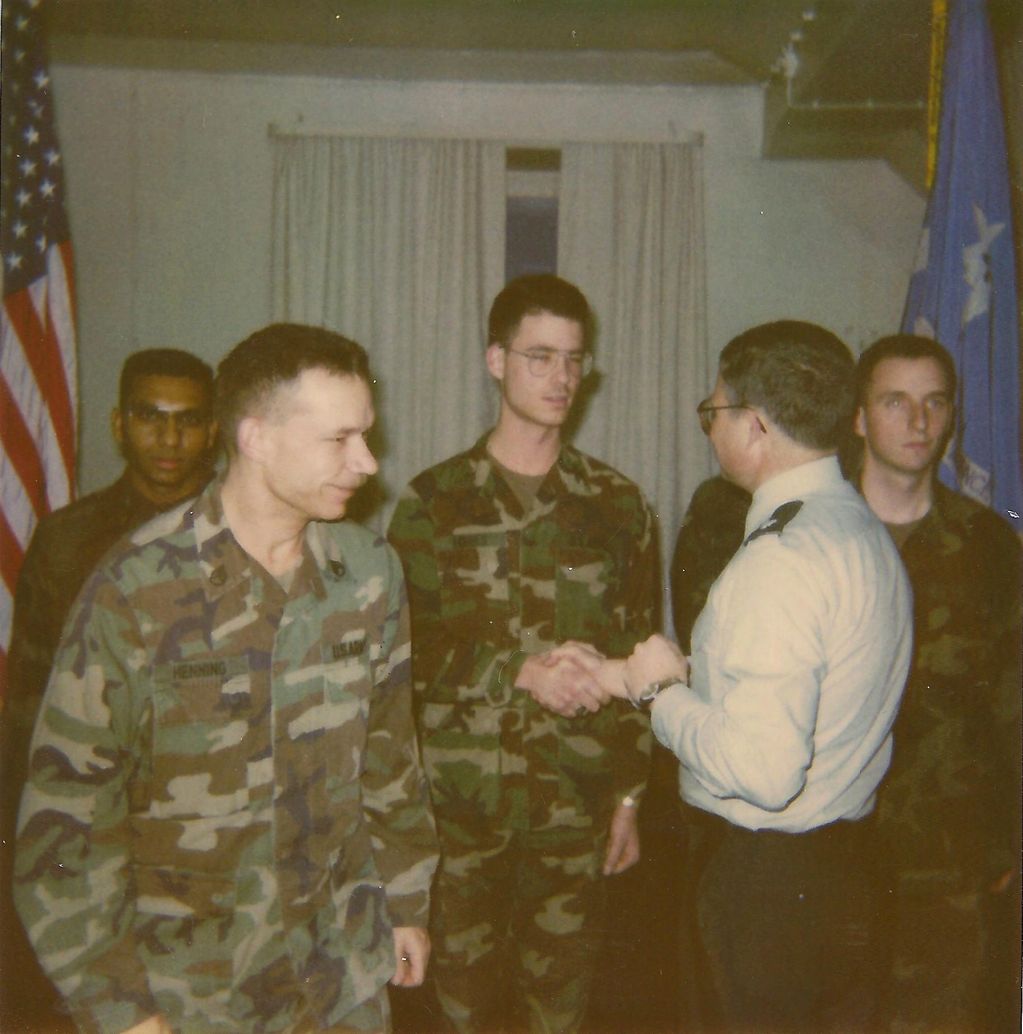Geoff Forbes being promoted to Sergeant (701st Military Intelligence Brigade, Germany, 1991)