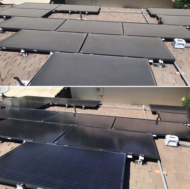 before and after solar panel cleaning
