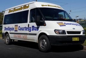 Deniliquin RSL club courtesy bus vehicle graphics. Vinyl lettering and logos.