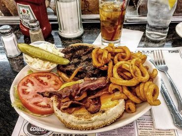 Burger with Fries at the Raceway Diner