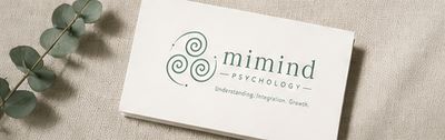 Business card for Mimind Psychology with a minimalist design.