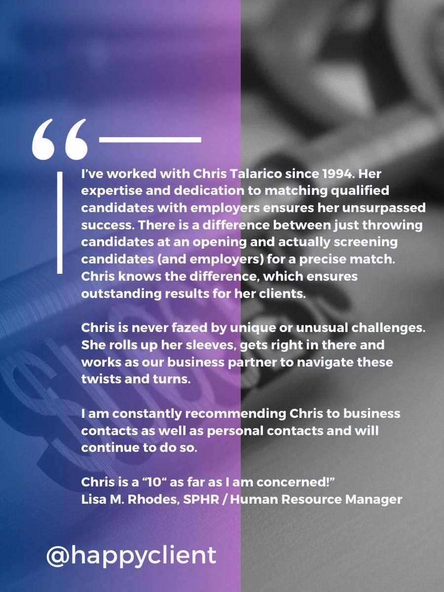 Recruiting Experts Happy client testimonial 