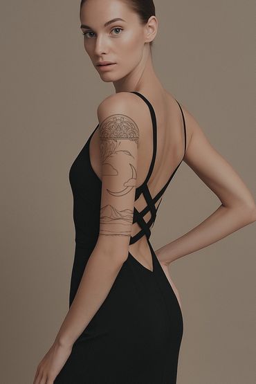 Arm tattoo Frau,fineline tattoo, floral tattoo, ornamental tattoo, Hamburg tattoo, Moon tattoo