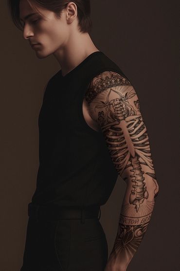 Black and grey tattoo,fineline tattoo, man tattoo, ornamental tattoo, Hamburg tattoo, Mooy tattoo