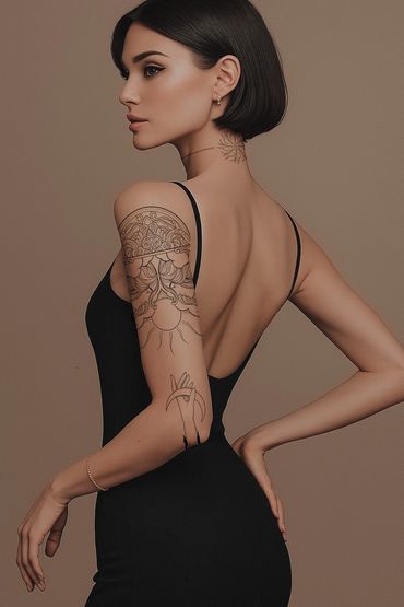 Arm tattoo Frau,fineline tattoo, choker tattoo, ornamental tattoo, Hamburg tattoo