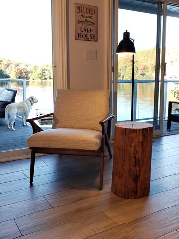 Natural Cherry Wood Minimalist Contemporary Side Table