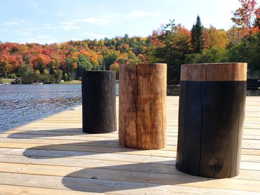 Natural Cherry Wood Minimalist Contemporary Side Tables on Kawarthas Dock