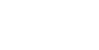 A bold white check mark on a solid black background.