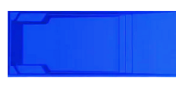 Blue abstract rectangular shape with gradient and lines.