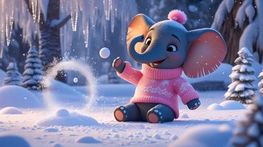 Tiki playing in the snow