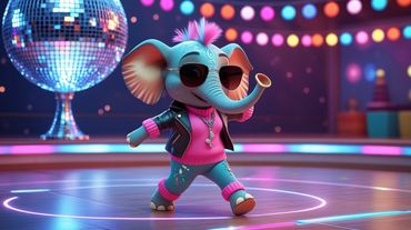 Tiki dressed up like a rock star