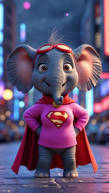 Tiki dressed up like a superhero