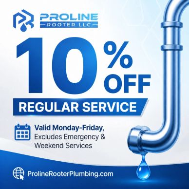 10% off regular plumbing service Monday to Friday.