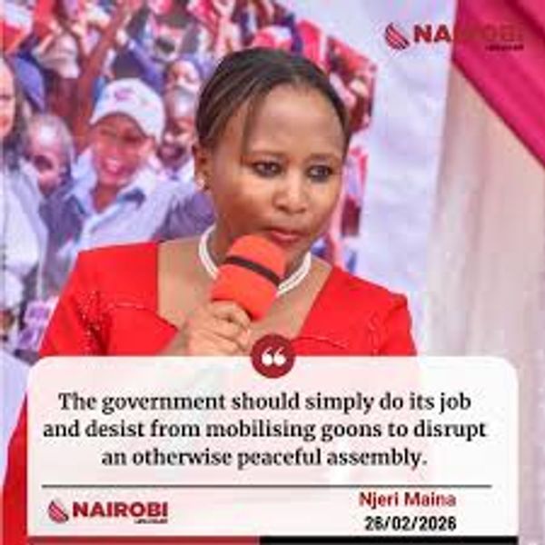 Njeri Maina speaks on government responsibility during assembly.