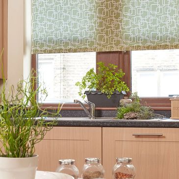 kitchen roller blind in a geometric design