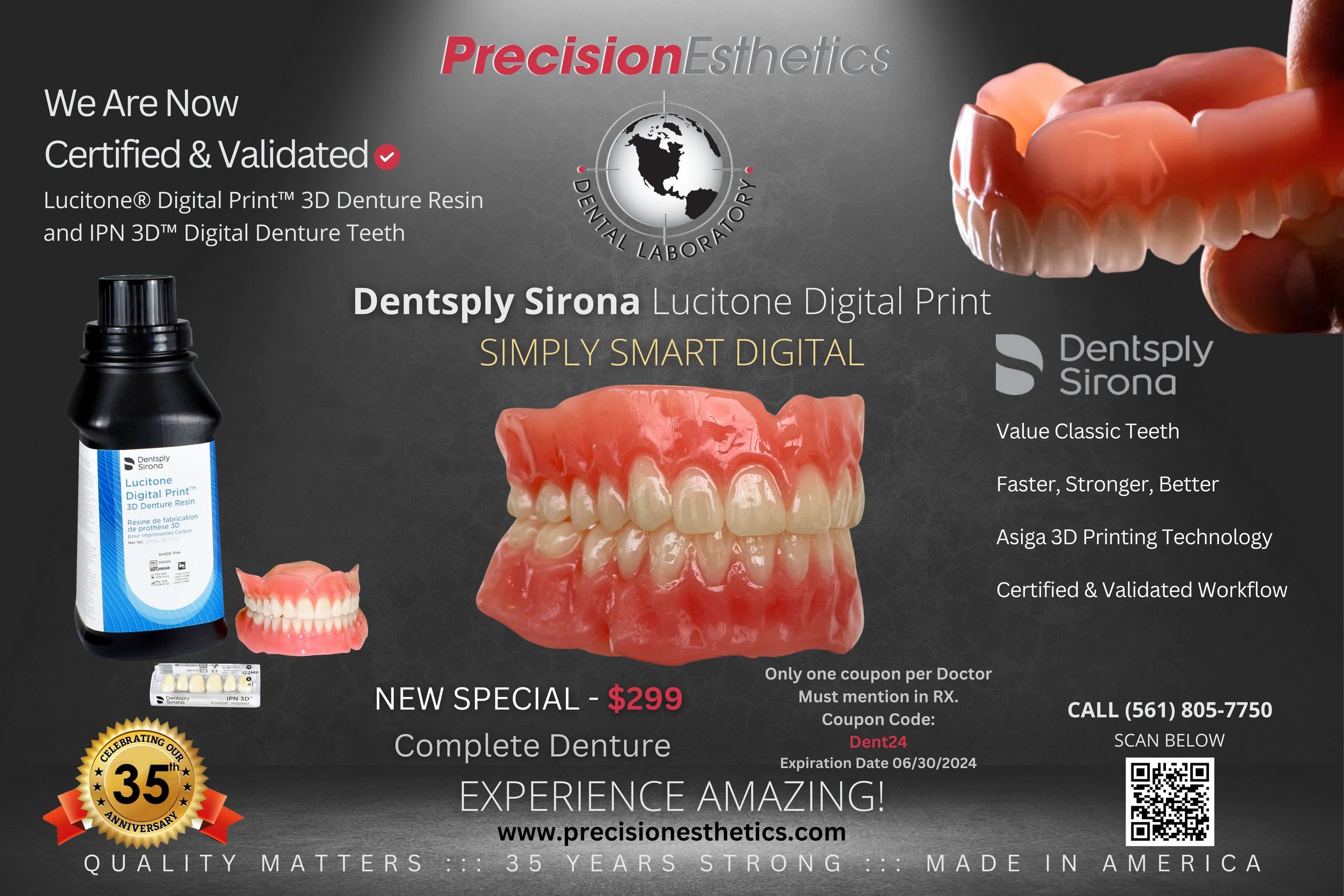 Lucitone Digital Print Denture Coupon from a dental laboratory