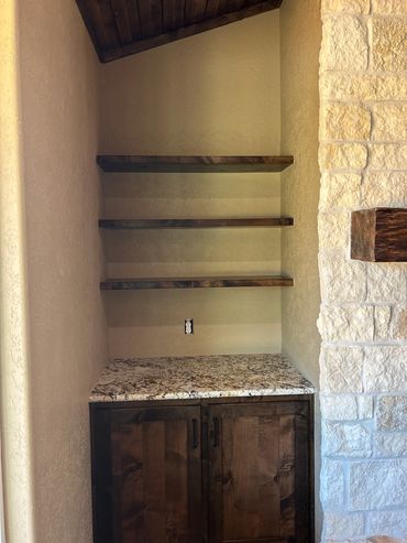 Knotty alder floating shelves