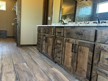 Knotty Alder bathroom with walnut stain