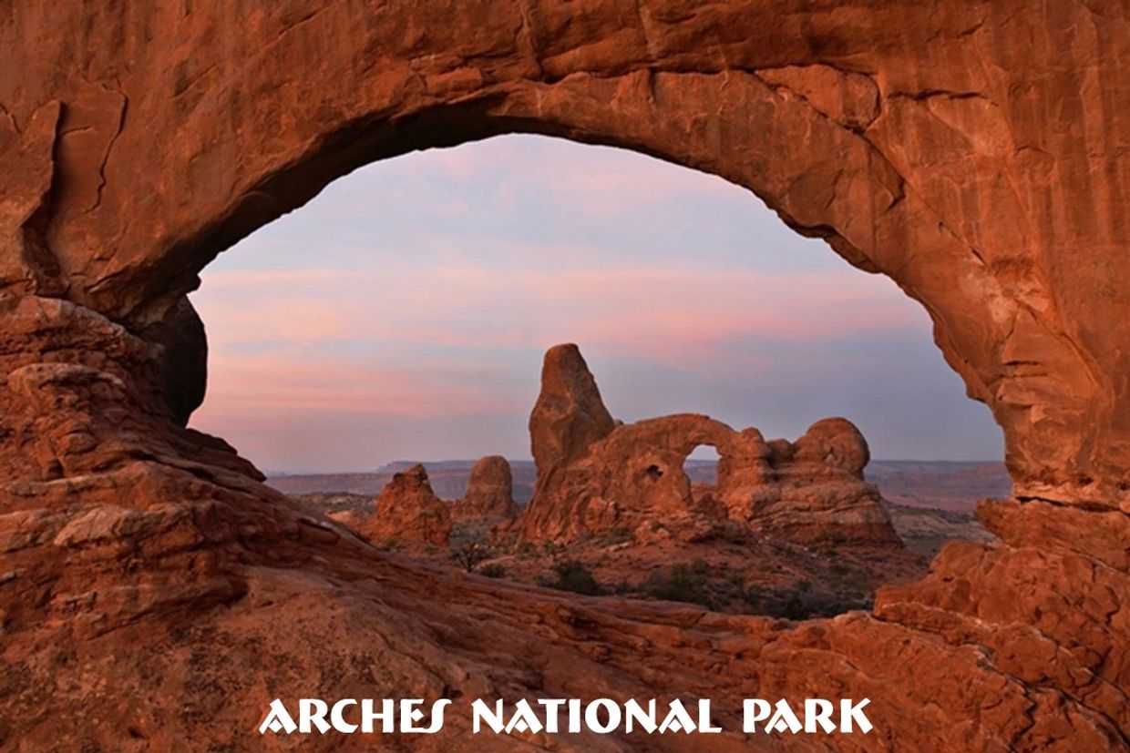 Double arch view at Arches National Park in Utah