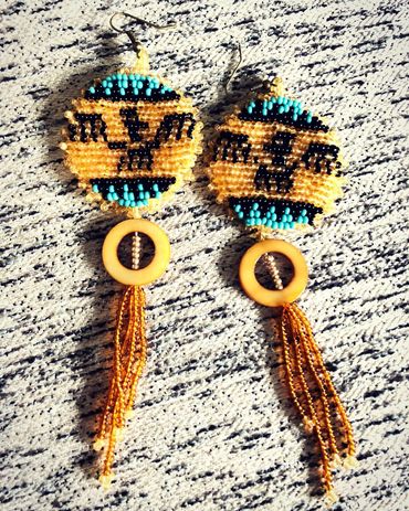 Nuu-chah-nulth t'iickin - thunderbird beaded earrings.
