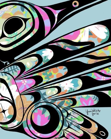 Digital art - Nuu-chah-nulth "saasin" hummingbird