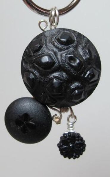 Victorian black glass button necklace