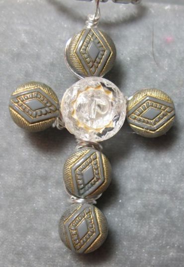 Alon Cross - made from vintage glass buttons (1890's era)