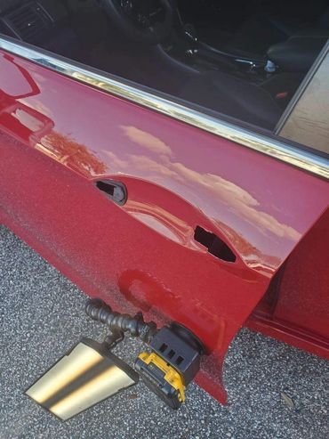 Top Repair Red Door After - Florida Dent Solutions